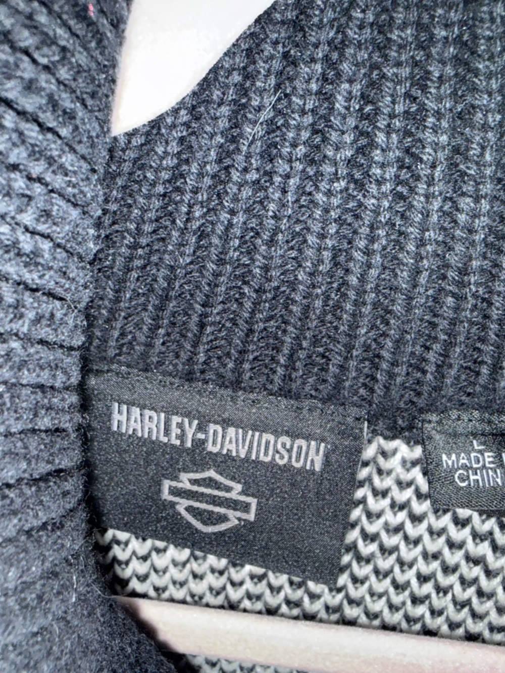 Harley-Davidson Black & White Colorblock Knit Zip Sweater - Picture 5 of 5